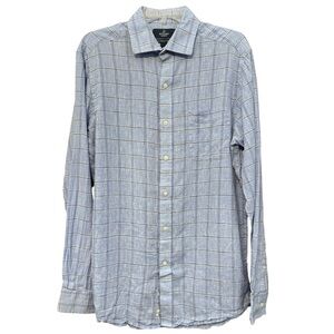 Buttoned Down Blue Linen Blend Check Long Sleeve Shirt Men’s Medium